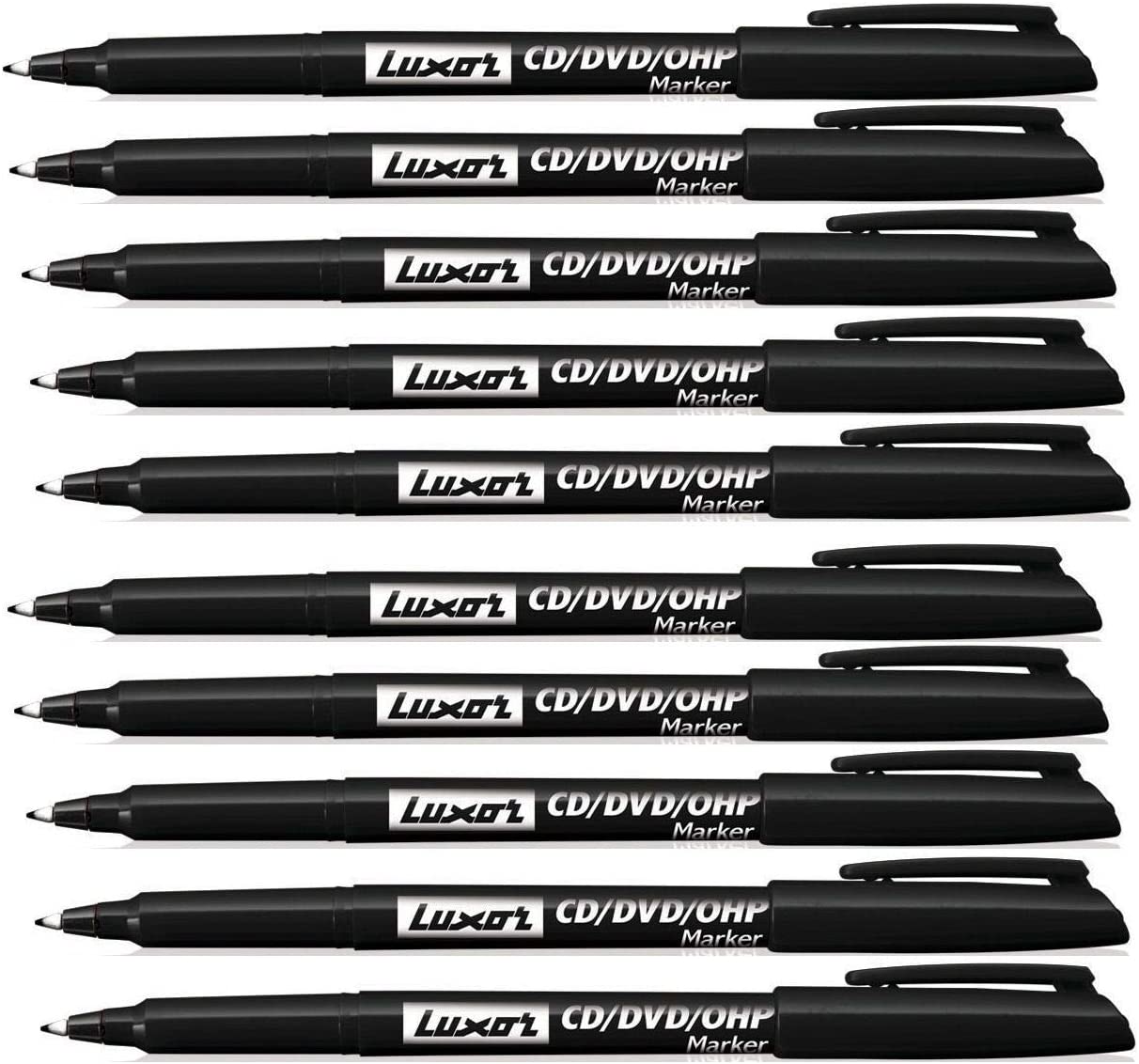 GROSSē 10 X FINE TIP PERMNENT MARKER PENS BLACK, BLUE, RED, GREEN COLOR LUXOR CD/DVD Pen Marker