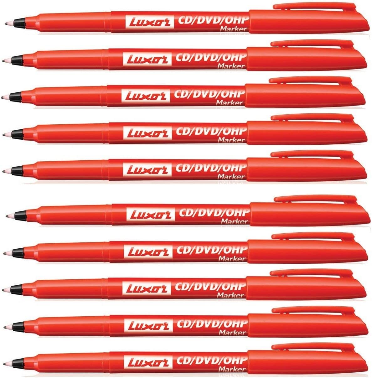 GROSSē 10 X FINE TIP PERMNENT MARKER PENS BLACK, BLUE, RED, GREEN COLOR LUXOR CD/DVD Pen Marker