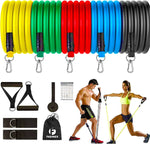 GROSSē Resistance Bands Set Exercise Bands, Resistance Bands Set Men Home Workouts With 5 Fitness Tubes, 2 Foam Handles, 2 Ankle Straps, 2 Door Anchor,Carrying Pouch-Yoga,Physio Home Gym Equipment