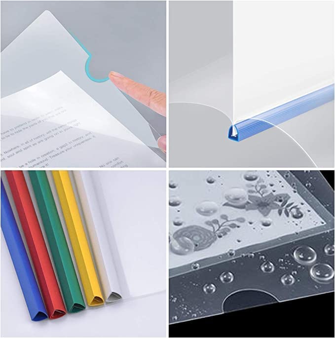 GROSSē A4 Plastic Document Folders Clear Project Pockets 4 Pack