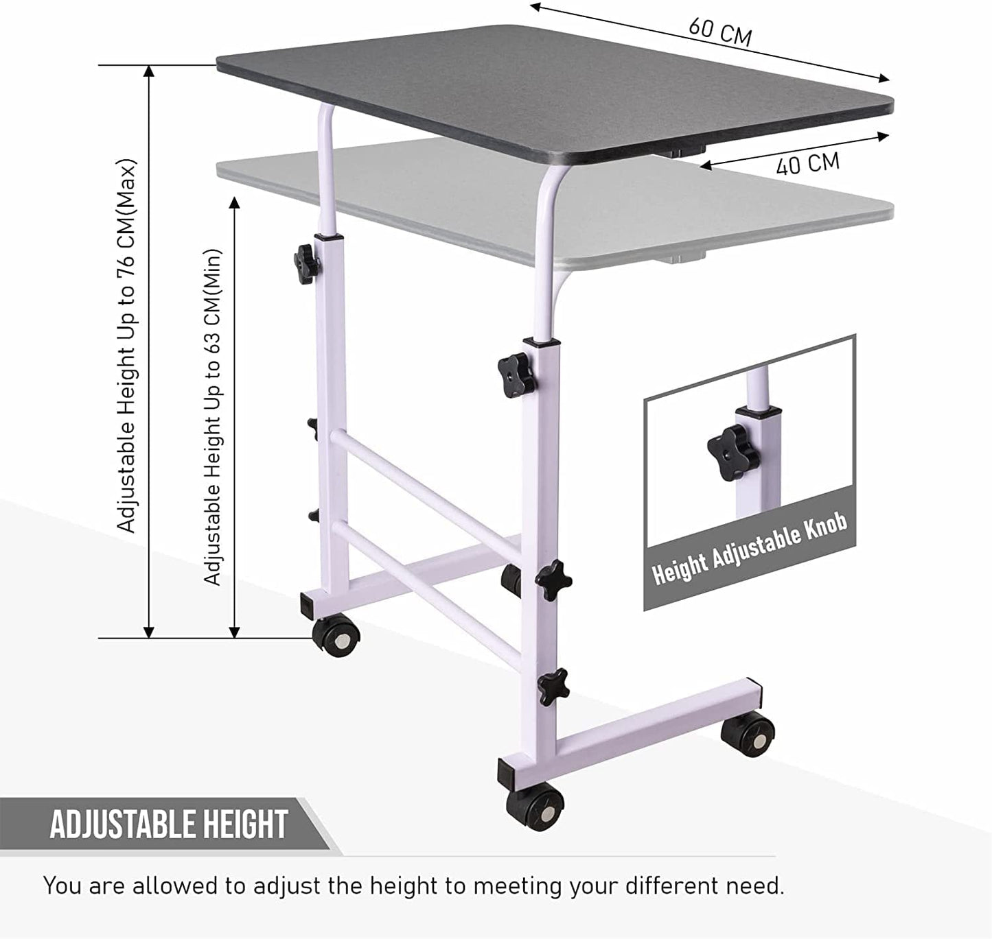 Adjustable Portable Laptop Table Notebook Desk Trolley Sofa Bed Tray Computer UK