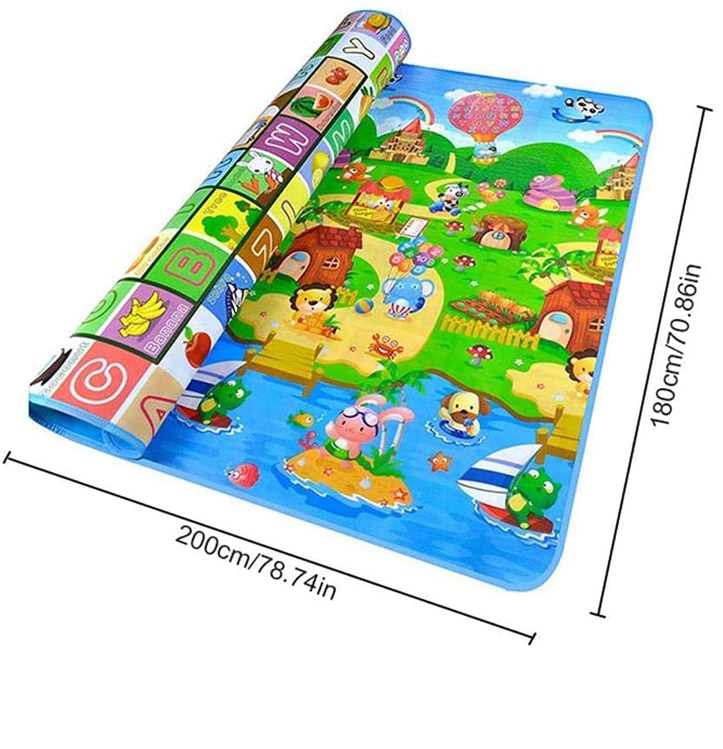 200cm X 180cm Play Mat 2 Sided Kids Crawling Educational Soft Foam Picnic Carpet