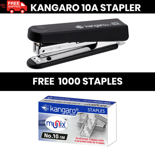 STAPLER WITH STAPLE REMOVER HOOK SCHOOL,OFFICE  HS10-A FREE 1000 STAPLES BLACK