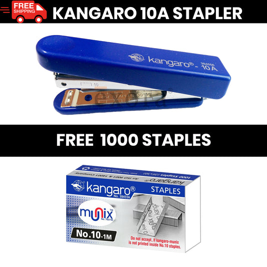 STAPLER WITH STAPLE REMOVER HOOK- SCHOOL,OFFICE HS10-A FREE 1000 STAPLES BLUE