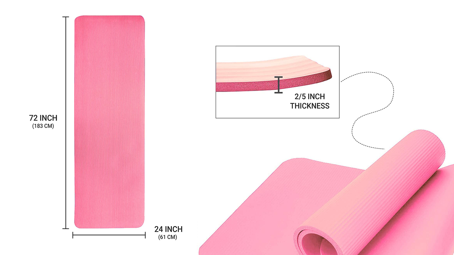 183 x 61 cm Yoga Mat 12mm Thick Gym Exercise Fitness Pilates Workout Mat Non Slip