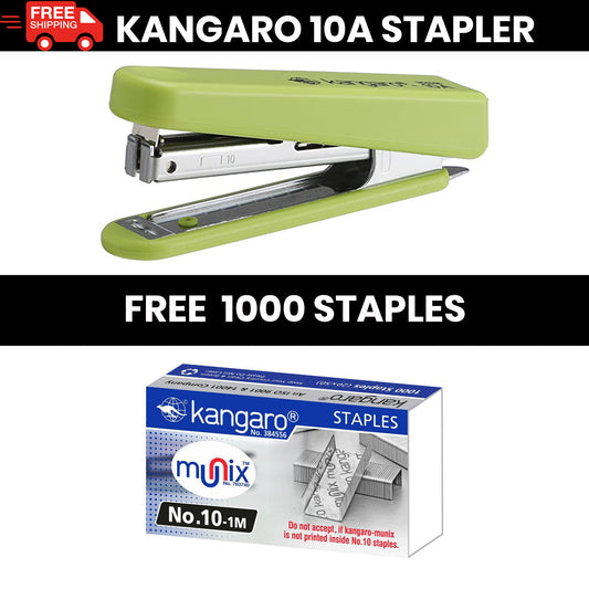 STAPLER WITH STAPLE REMOVER HOOK SCHOOL,OFFICE HS10-A FREE 1000 STAPLES GREEN