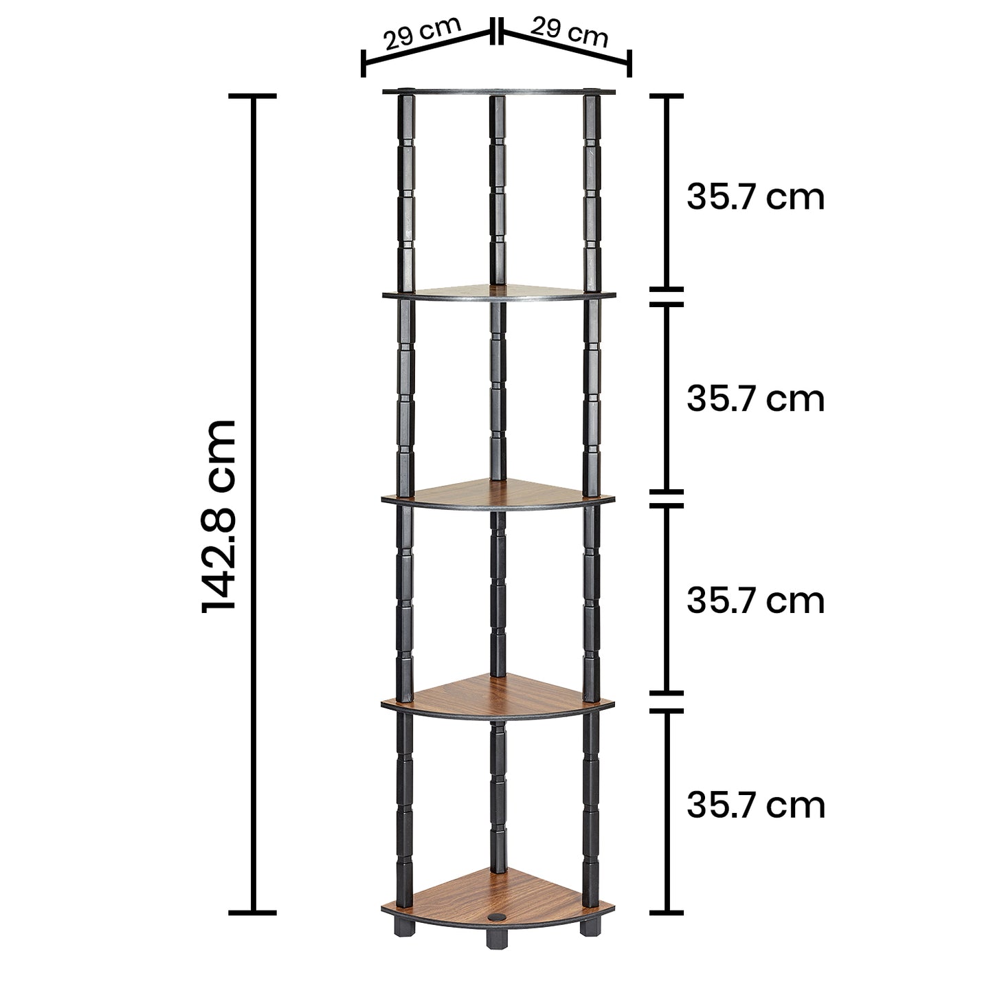 Turn-N-Tube 5 Tier DIY Corner Standing Multipurpose Wall Shelf For Living Room