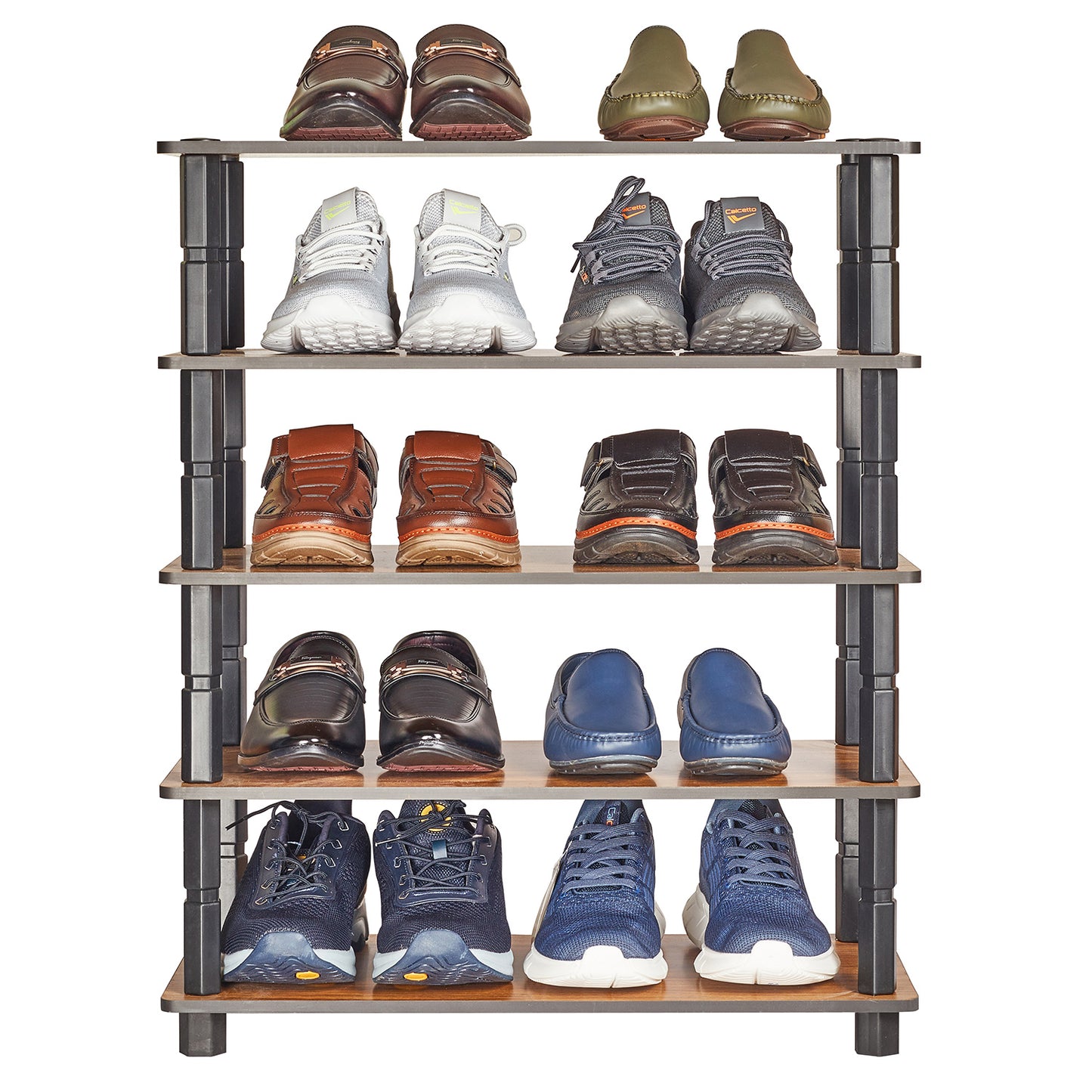 Turn-N-Tube 5 Tier Shoe Rack Shelf Organizer Storage wide Wooden Easy Assembly