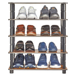 Turn-N-Tube 5 Tier Shoe Rack Shelf Organizer Storage wide Wooden Easy Assembly