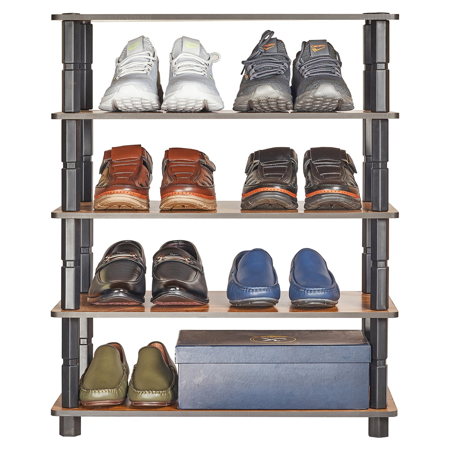 Turn-N-Tube 5 Tier Shoe Rack Shelf Organizer Storage wide Wooden Easy Assembly