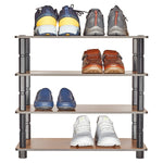 Turn-N-Tube 4 Tier Wooden Shoe Rack Storage Stand Organizer Vertical Shelf Unit