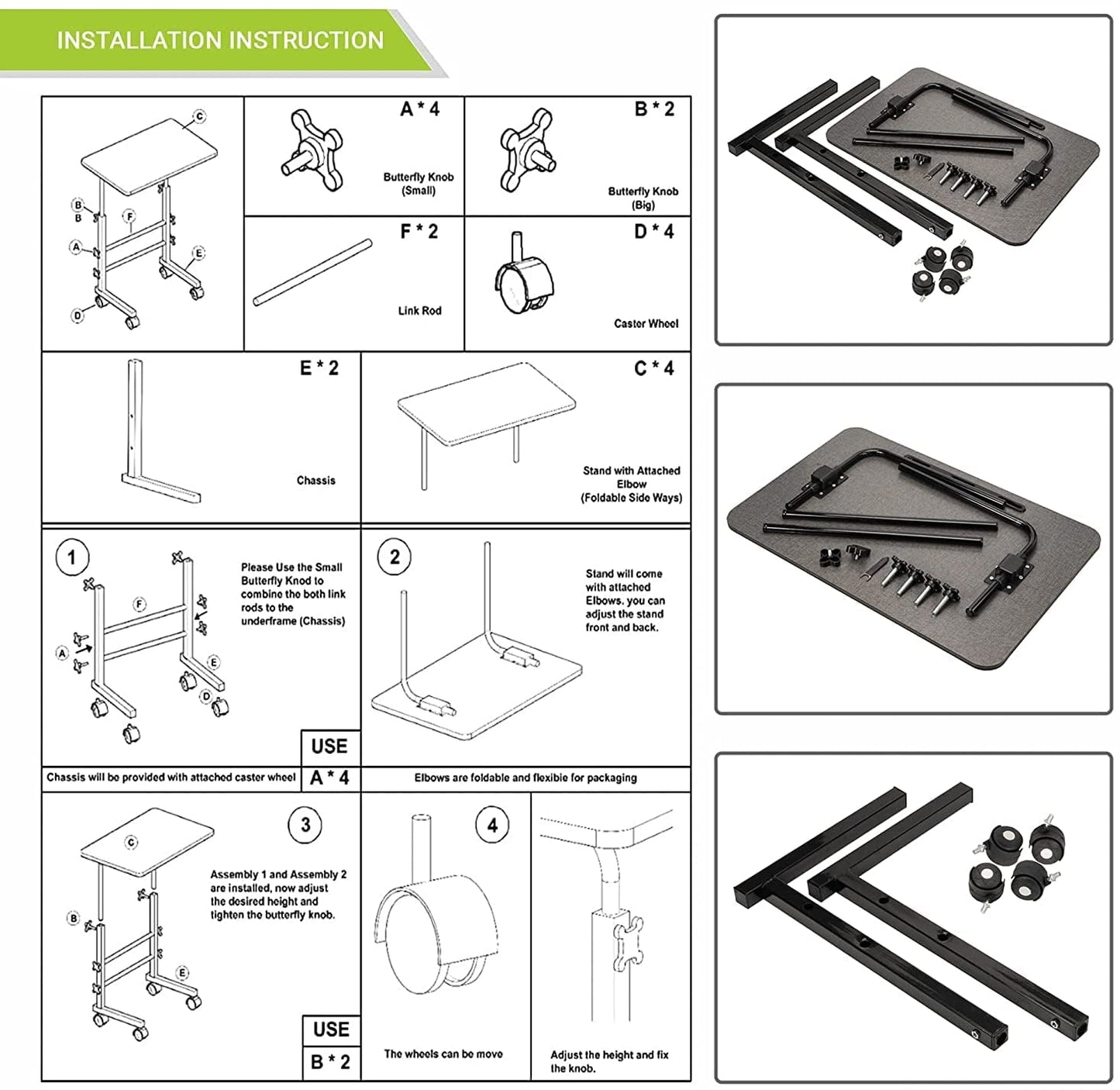 Laptop Table Stand Folding Desk Bed Computer Study Adjustable Portable Sofa Tray