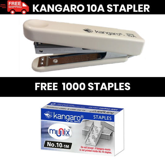 STAPLER WITH STAPLE REMOVER HOOK SCHOOL,OFFICE HS10-A FREE 1000 STAPLES IVORY