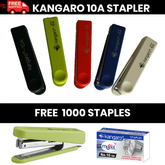 KANGARO STAPLER WITH 1000 STAPLES HS-10A REMOVER HOOK SCHOOL,OFFICE