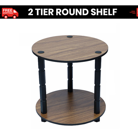 2 Tier Round DIY Standing Multipurpose Shelf For Living Room, Bed Room