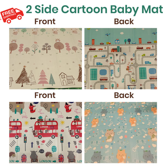 Play Mat 2 Side Baby Kids Crawling Soft Blanket Folding Waterproof Floor Carpet