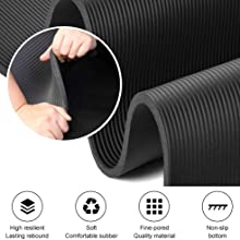 183 x 61 cm Yoga Mat 12mm Thick Gym Exercise Fitness Pilates Workout Mat Non Slip