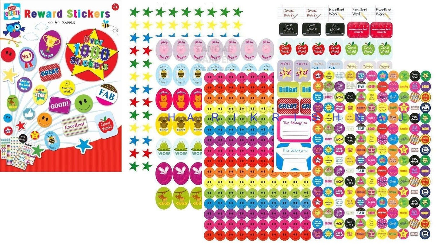 1000x Well Done Reward Stickers - School Teachers Award - Parents Kids - Primary