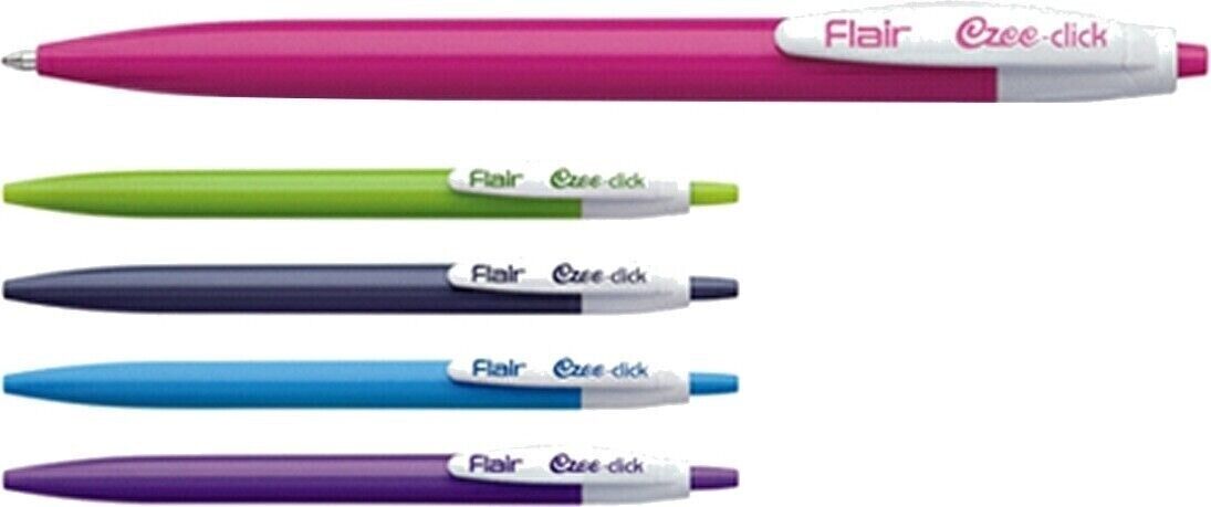 10X Blue + Black Flair Ezee Click Ball Pen For Smooth Writing Simple & Slim