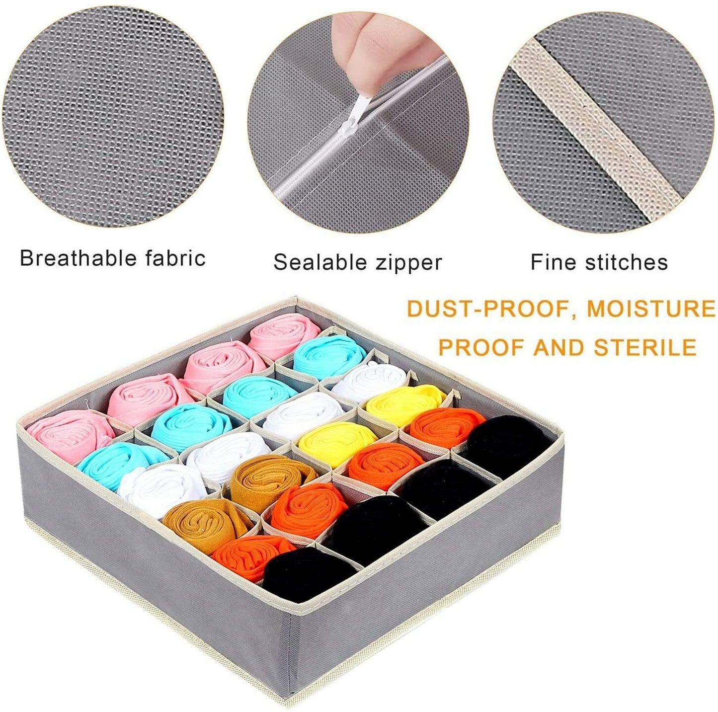 4 x Foldable undergarments Fabric Socks Ties Box Storage Organiser Drawer Dividers