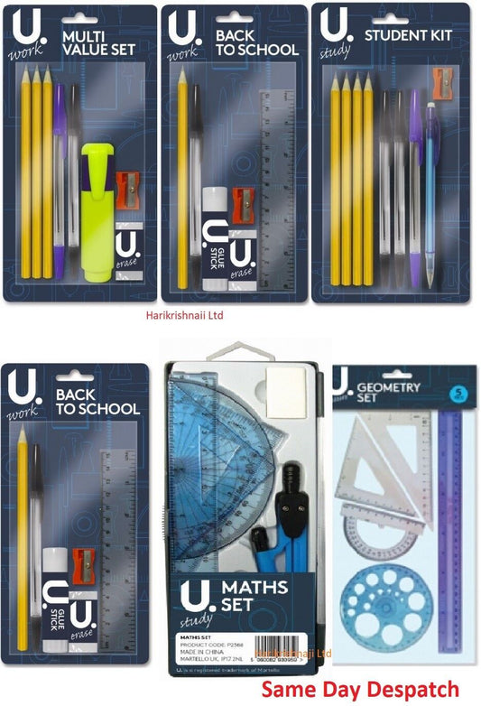 Back to School Value Stationery Kit Student Office Pencil Eraser Glue Ruler Set