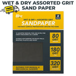 Wet & Dry Assorted Grit Fine Medium Coarse And Extra Fine Sheets Sand Paper