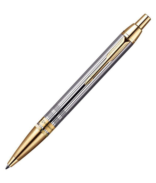 NEW PARKER ODYSSEY SHINY CHROME GT GOLD TRIM BALL POINT PEN + FREE GIFT BOX