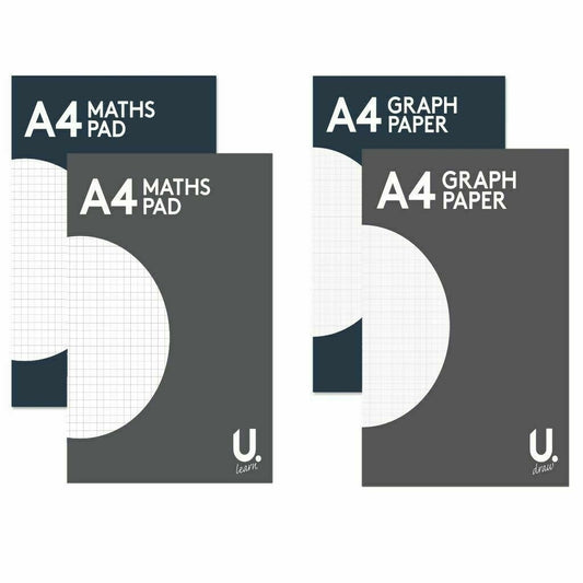 QUALITY A4  SQUARED MATHS PAD OR GRAPH PAPER NOTEPAD 80 PAGE GRID SCHOOL HOMEWORK