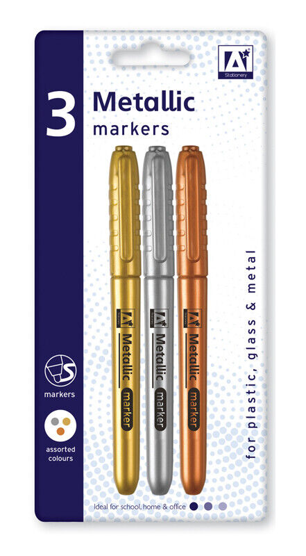 Medium Metallic Permanent Marker Pen Gold Bronze Silver Craft Paper Card Metal