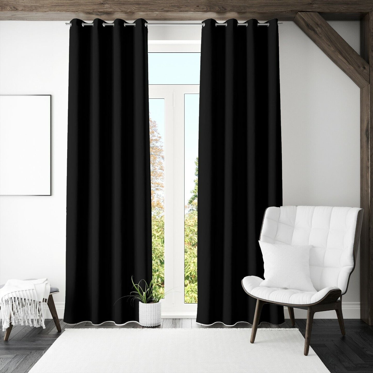 Thermal Thick Blackout Curtains Ring top Eyelet Ready Made Pair Energy Saving