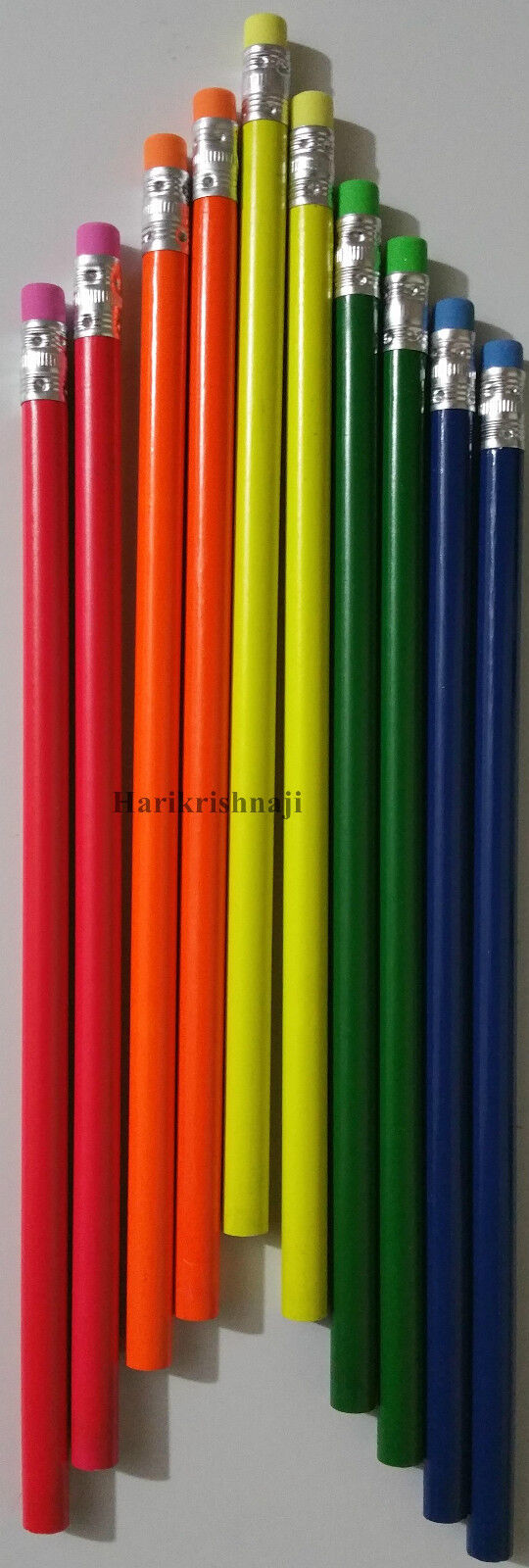 Neon Coloured HB Pencils With Rubber Tip School Childrens Kids Party Bag Filler