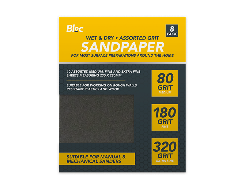 Wet & Dry Assorted Grit Fine Medium Coarse And Extra Fine Sheets Sand Paper