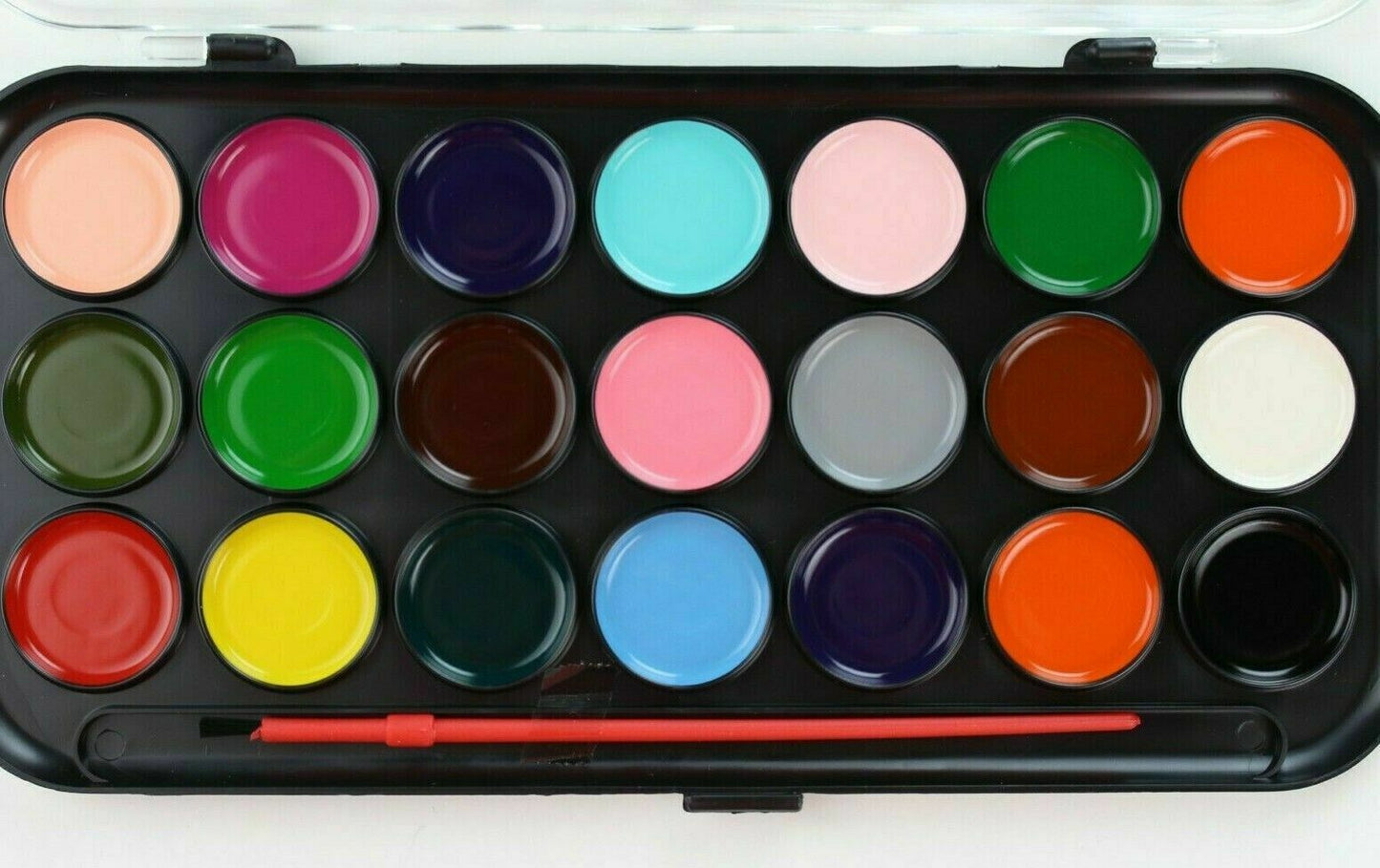 WATER COLOUR CHILDRENS KIDS 21 PAINT PALETTE & BRUSH SET ARTS & CRAFTS PAINTING