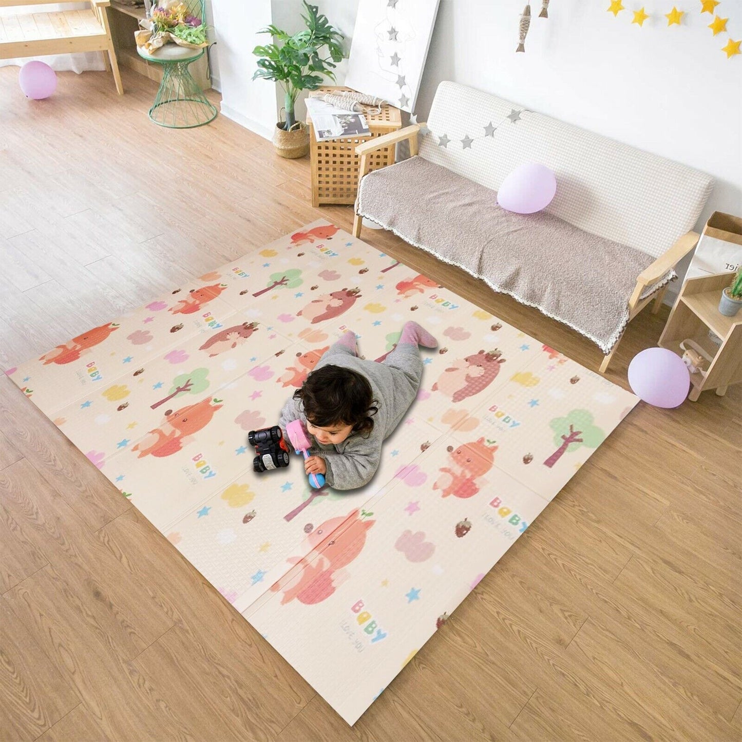 Play Mat 2 Side Baby Kids Crawling Soft Blanket Folding Waterproof Floor Carpet