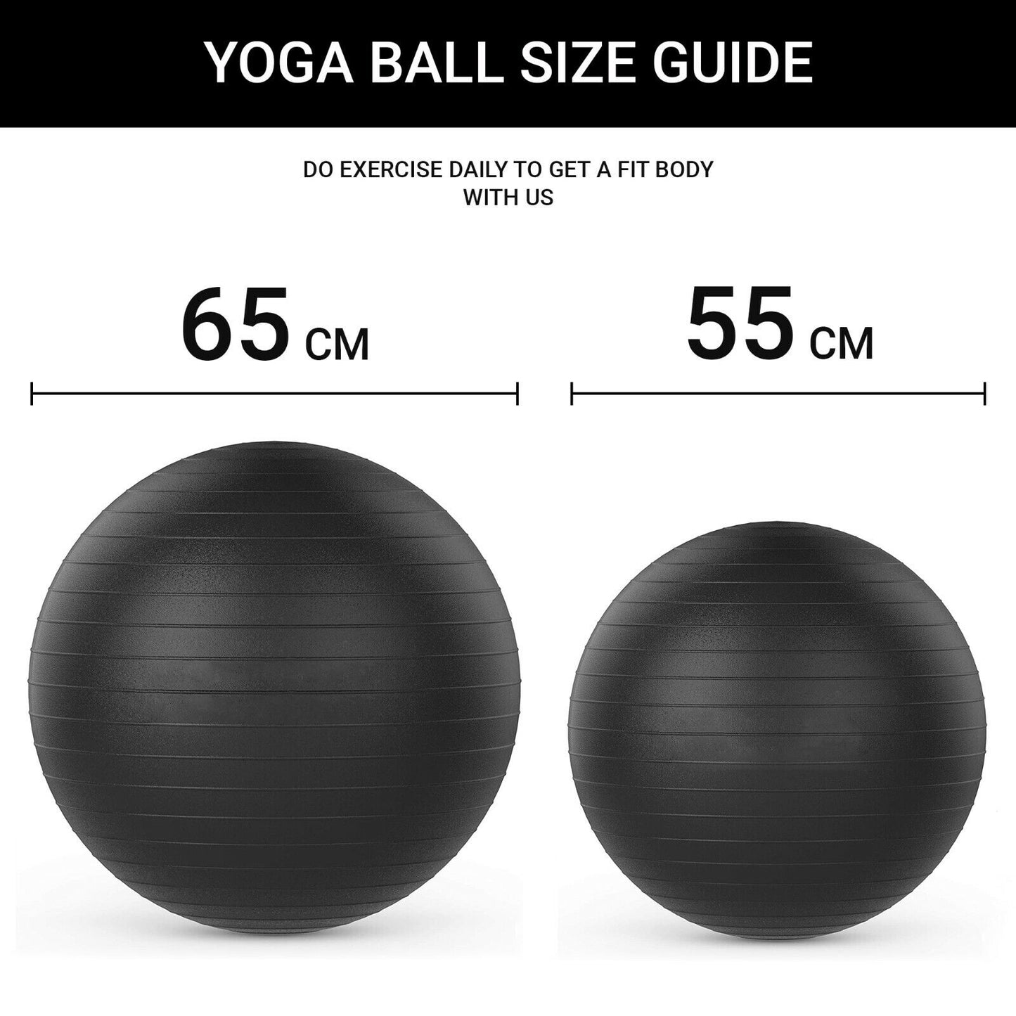 55/65CM YOGA BALL EXERCISE GYM SWISS FITNESS PREGNANCY BIRTHING ANTI BURST+ PUMP