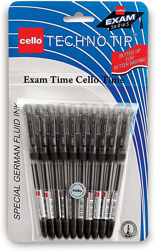 Original Cello Technotip Ball Pen Set - Pack of 10 Black Free Shipping UK Seller