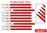 Pack Of 10 Luxor Washable Water Colour Felt Tip Fibre Black Red Blue Green Pens Party