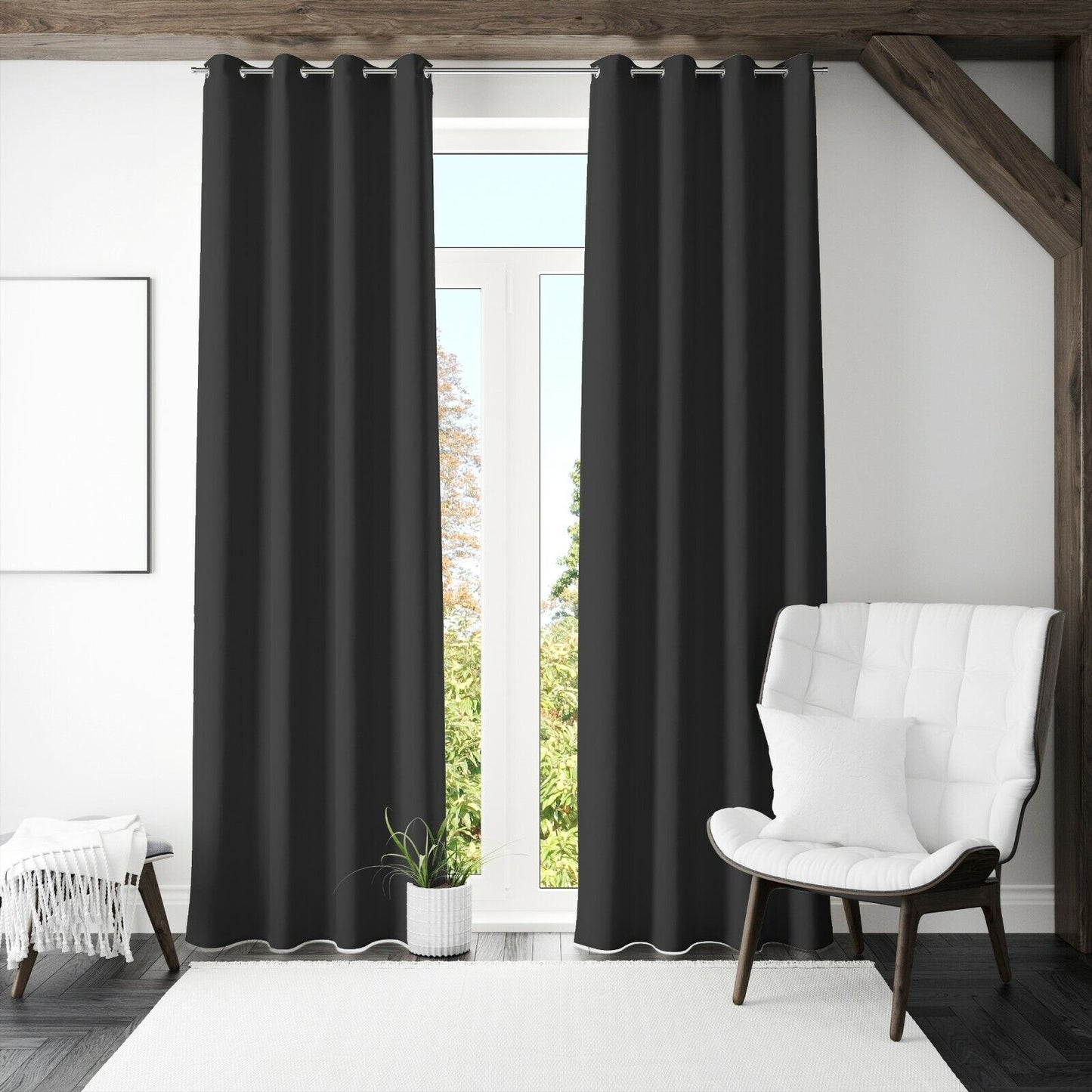 Thermal Thick Blackout Curtains Ring top Eyelet Ready Made Pair Energy Saving