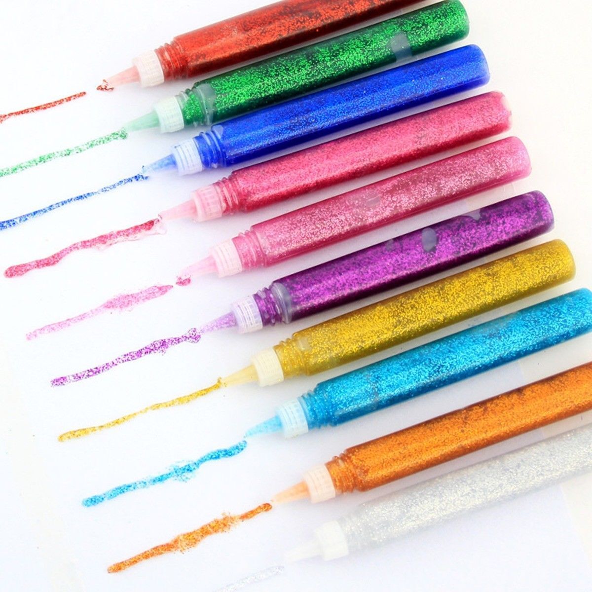 10 x Glitter Pens Children Children Kid Assorted Colour Cardmaking Craft Scrapbooking