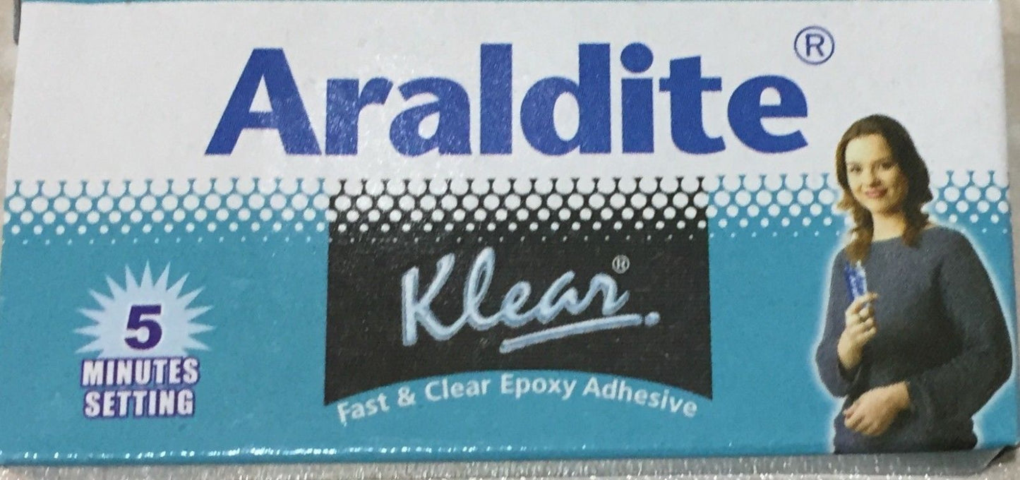 Araldite Klear Epoxy Adhesive Glue 2 Part With Resin & Hardener 5 Minutes Setting