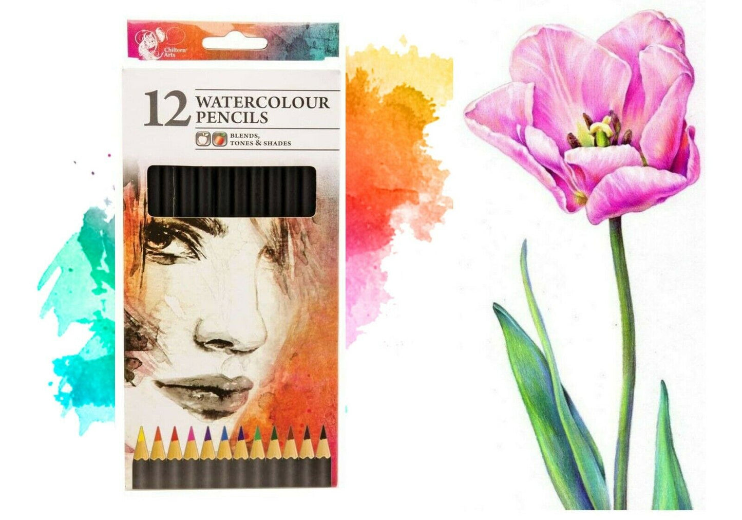 12 Watercolour Artist Pencils For Drawing Painting Sketching Art Water Colour UK