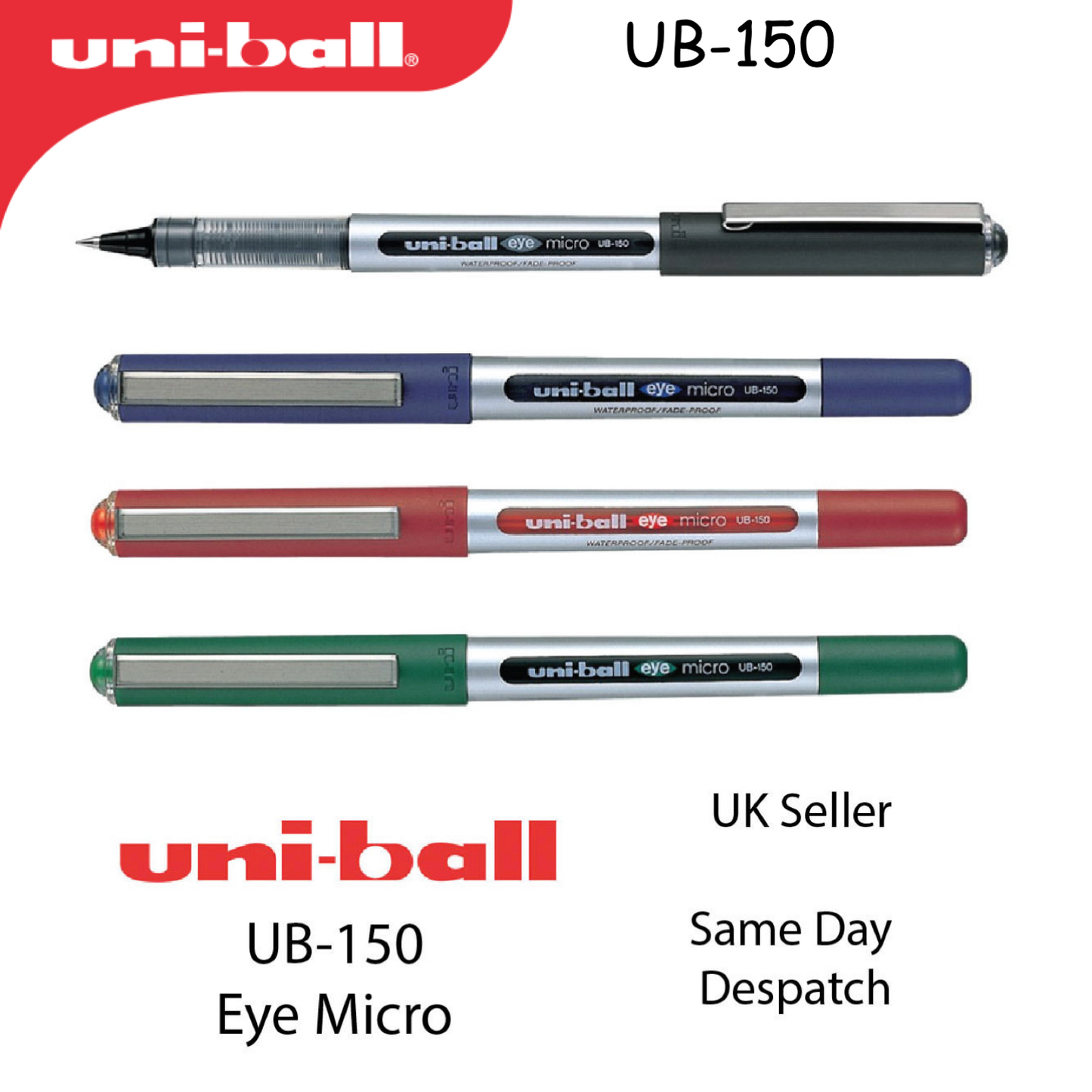 UNI-BALL UNIBALL EYE FINE UB-150 GEL PEN 0.5mm BLACK,BLUE,GREEN or RED - UK SOLD