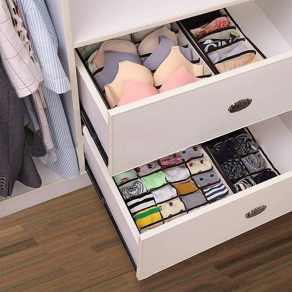 4 x Foldable undergarments Fabric Socks Ties Box Storage Organiser Drawer Dividers