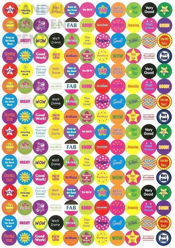 1000x Well Done Reward Stickers - School Teachers Award - Parents Kids - Primary