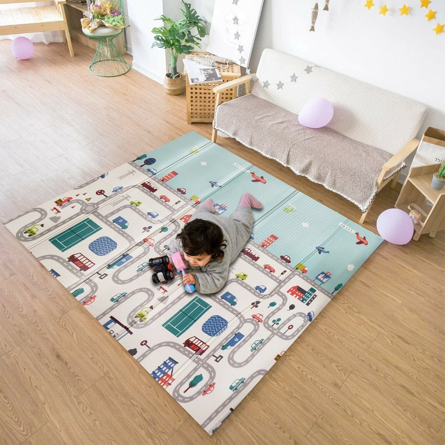 2 Side Cartoon Baby Mat Kids Crawling Educational Play Soft Foam Foldable Waterproof Gift