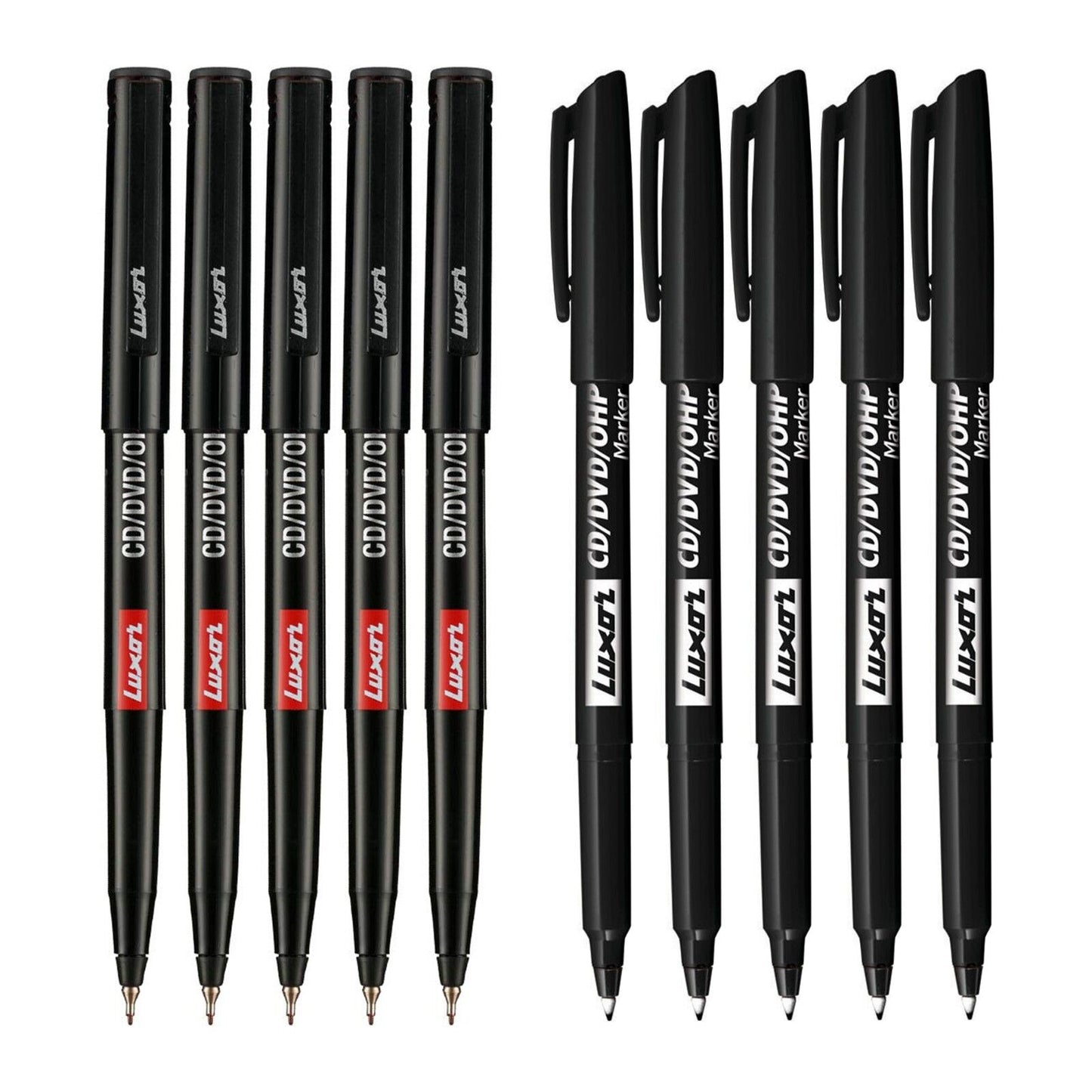 10 X Fine + Extra Fine Tip Permanent Marker Pens BLack CD / DVD - Best Price