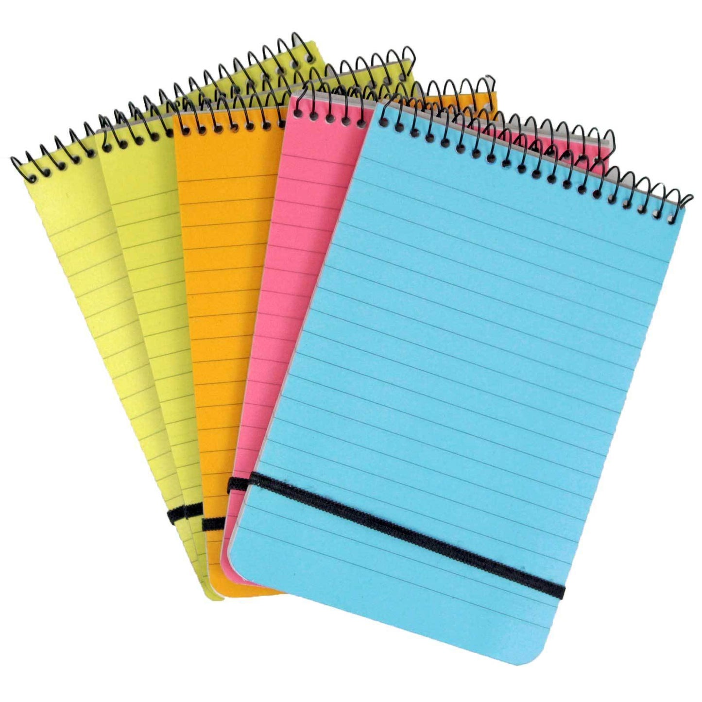 Note Pad A5 A6 A7 Spiral Multi-coloured Neon Ruled Notebook - Chiltern Wove