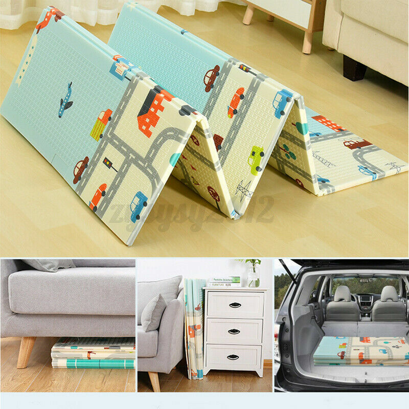 2 Side Cartoon Baby Mat Kids Crawling Educational Play Soft Foam Foldable Waterproof Gift