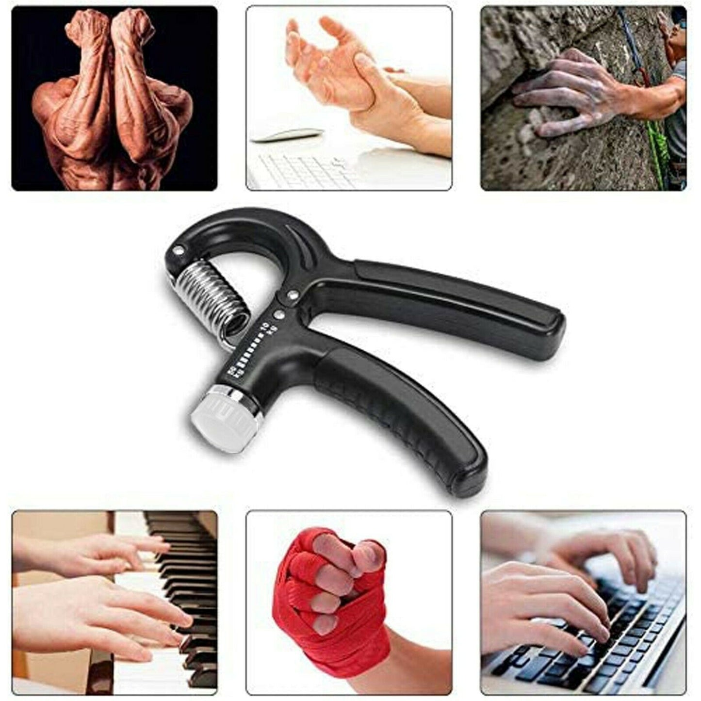 10-40KG Adjustable Hand Grip Strengthener Wrist Forearm Trainer Exerciser UK