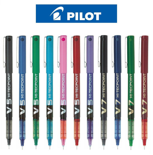 Pilot Hi-Tecpoint V5 / V7 - Liquid Ink Roller Ball Pen Black Blue Red Green